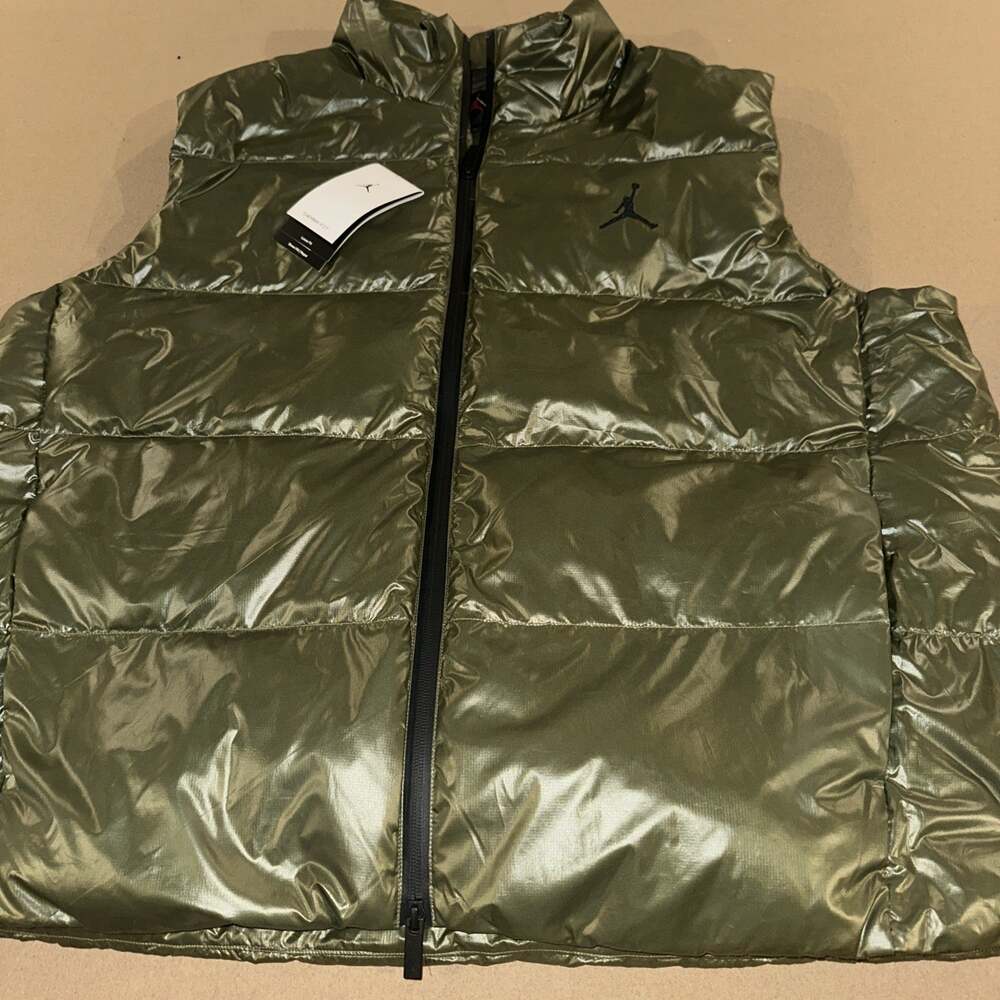 Nike Air Jordan Mens Flight Down Vest Gilet Olive Puffer Vest FV7273-222 XXL